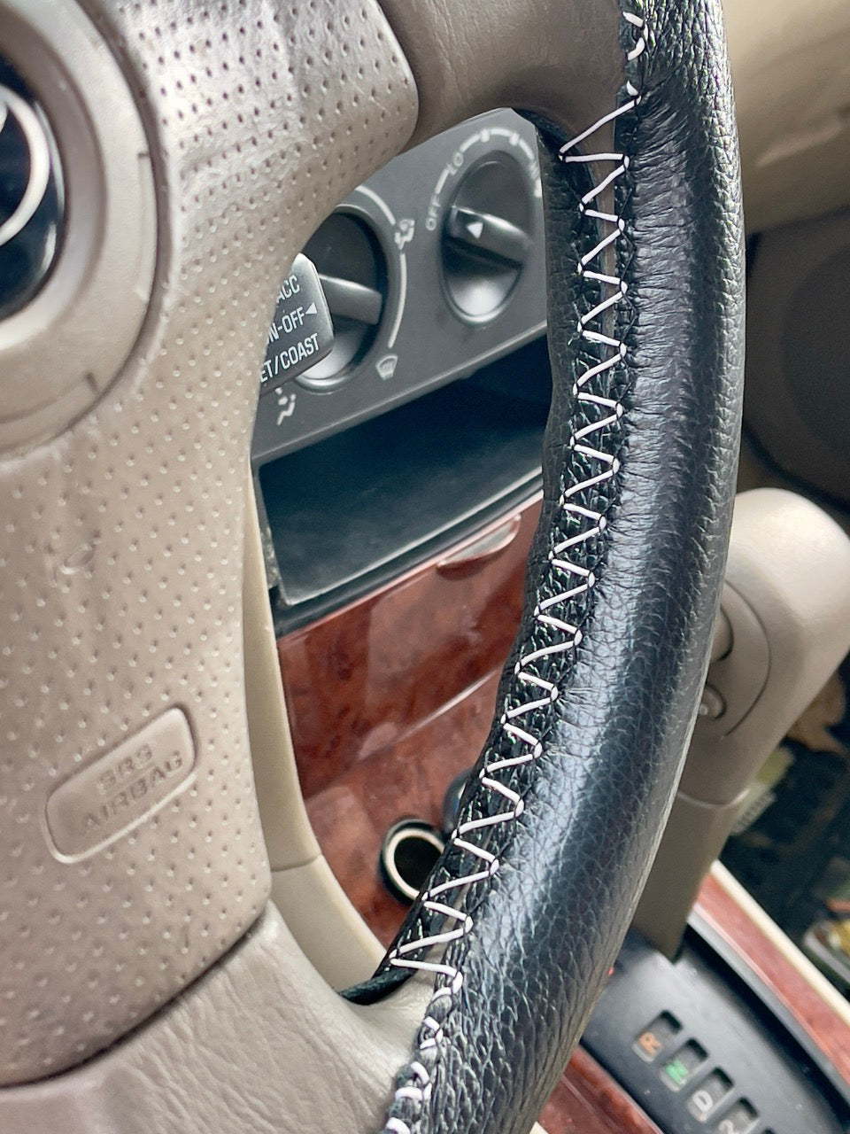 Leather Steering Wheel Cover - Black